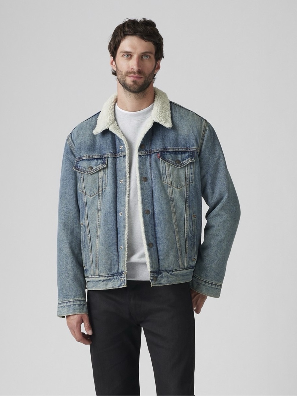 Levi's Blue Denim Sherpa Trucker Jacket